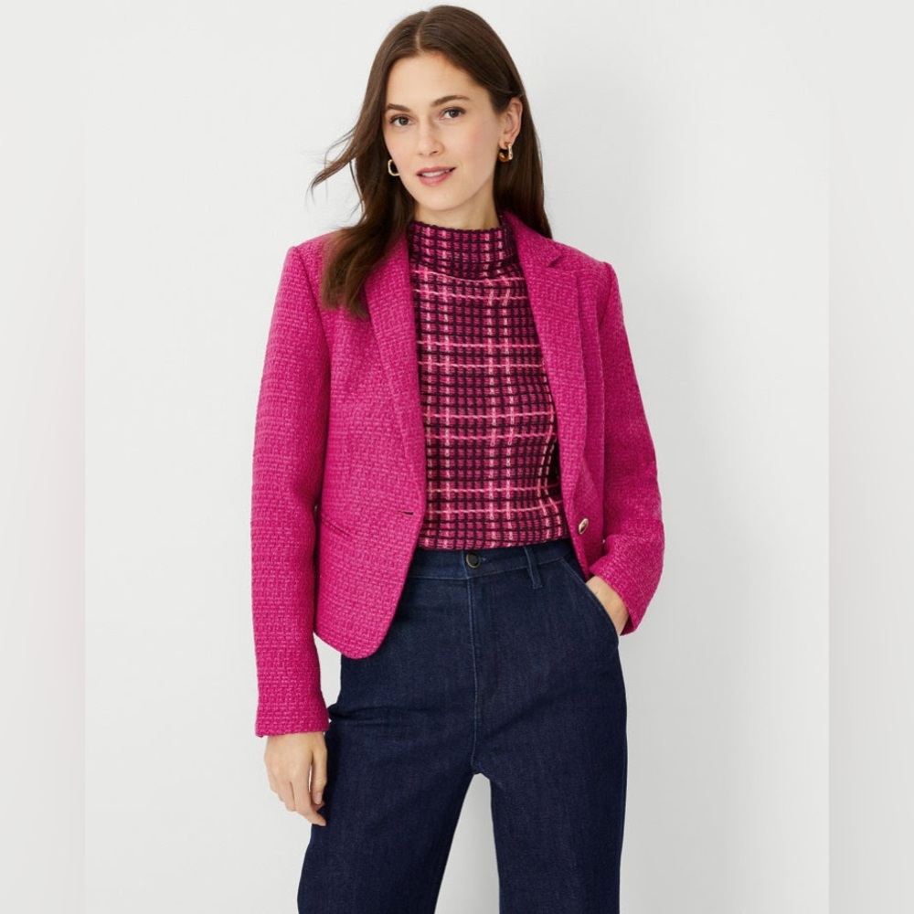 Ann Taylor Pink Newbury Blazer In Tweed